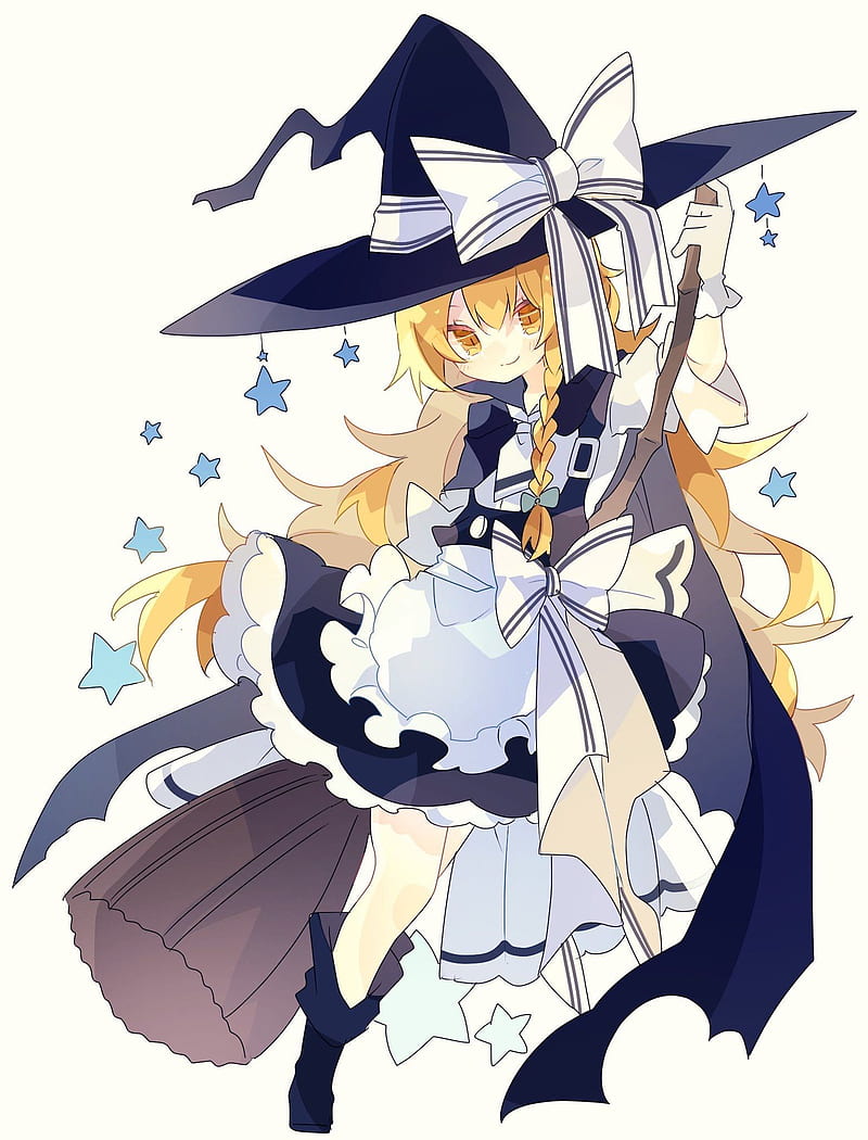 Kirisame Marisa, Touhou, anime girls, witch, maid outfit, witch hat, HD phone wallpaper