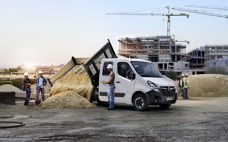 Opel Movano, 2019, dump truck, cargo truck, new white Movano, Opel, Commercial Vans, HD wallpaper