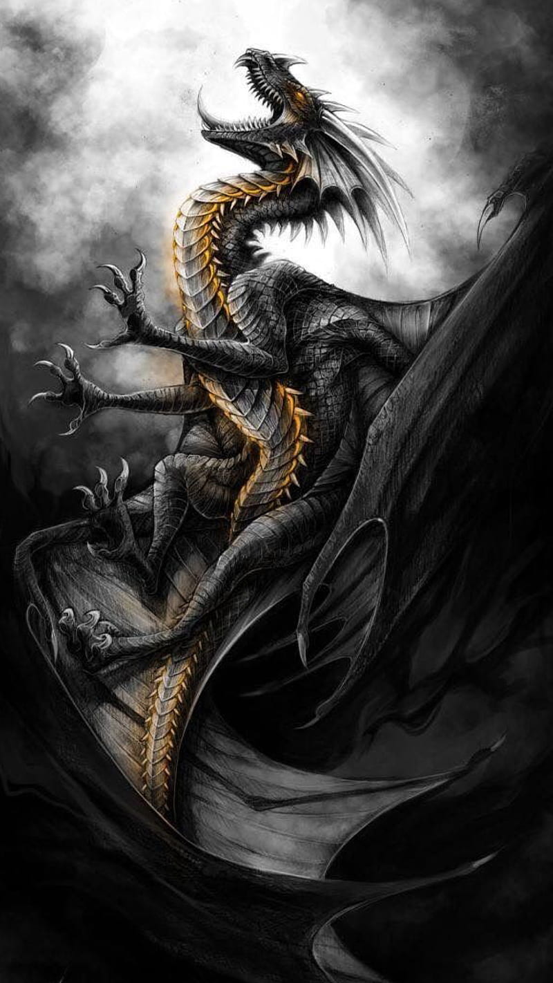 Fantasy Black Dragon Closeup Photo With Mouth Open HD Dreamy Wallpapers |  HD Wallpapers | ID #36440