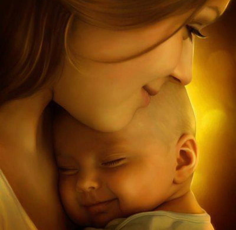 Dedicated to all the beautiful Mom's in DN, art, profile, bonito, face, child, mother, baby, mothers day, HD wallpaper
