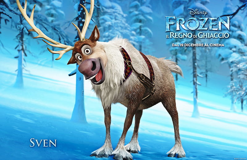 Sven, Reindeer, Disney, Cartoon, Frozen, HD wallpaper