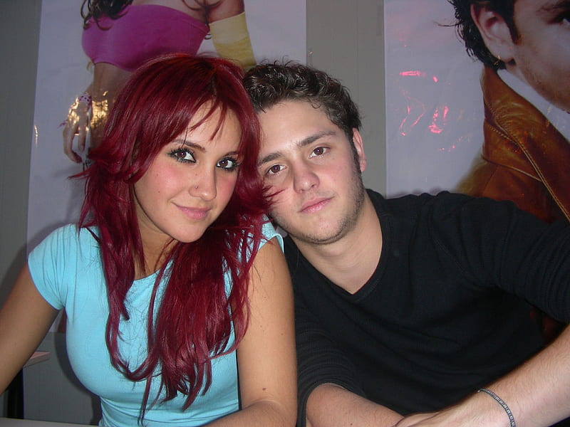 Dulce Maria & Christopher Uckermann, celebrity, music, rbd, dulce maria, red hair, singer, songwriter, hair, boy, girl, entertainment, christopher uckermann, long hair, actresses, actors, HD wallpaper