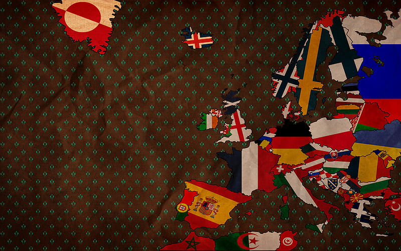 europe, flags, map, unusual, HD wallpaper