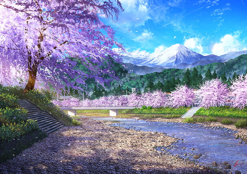 Spring, sakura, japan, japanese, anime, scenery, pink, cherry blossom, HD  wallpaper | Peakpx