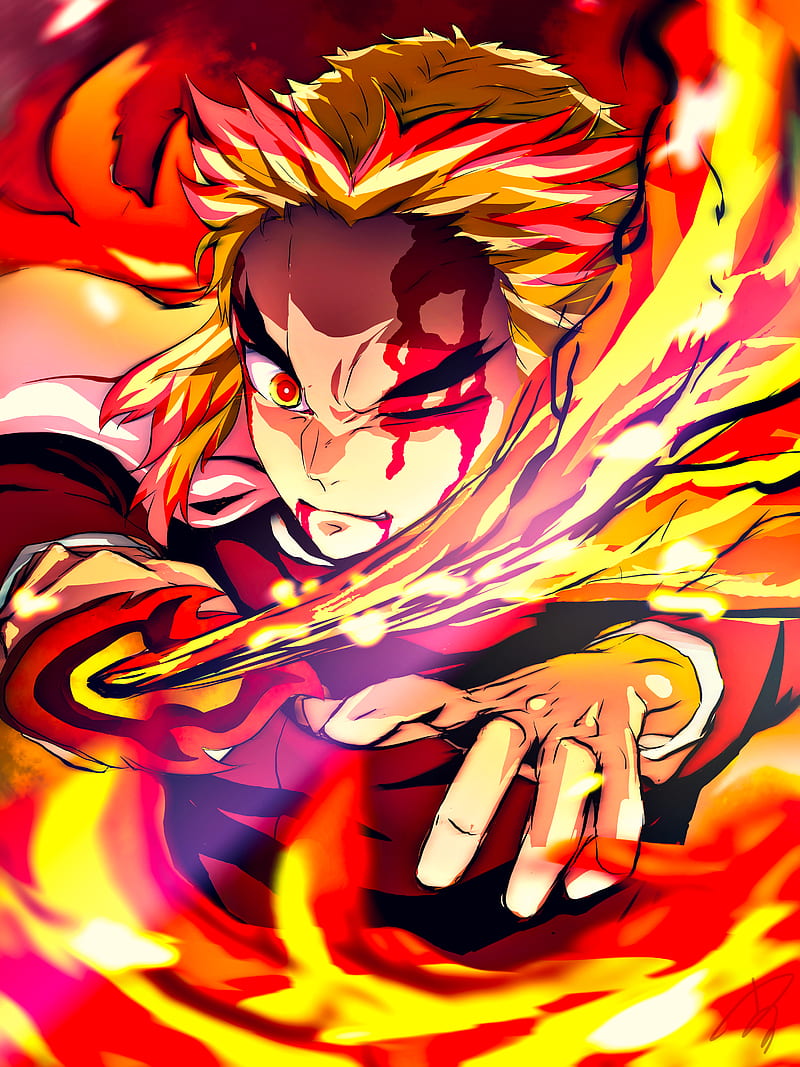 Rengoku, anime, demon slayer, dragon, god, red, super, tanjiro, HD phone wallpaper
