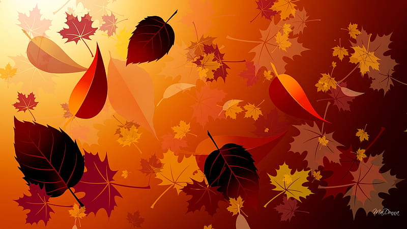 Layers of Fall, fall, autumn, gold, leaves, orange, scatter, firefox persona, abstract, HD wallpaper