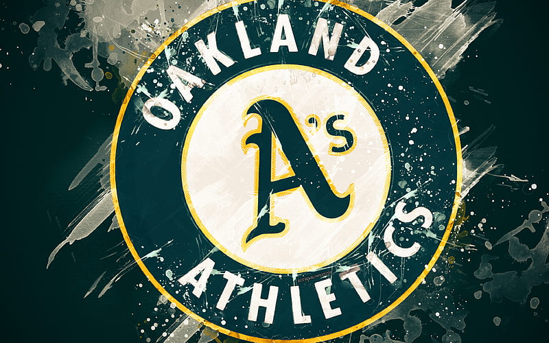 Oakland Athletics grunge art, logo, american baseball club, MLB, green background, emblem, Auckland, California, USA, Major League Baseball, American League, creative art, HD wallpaper