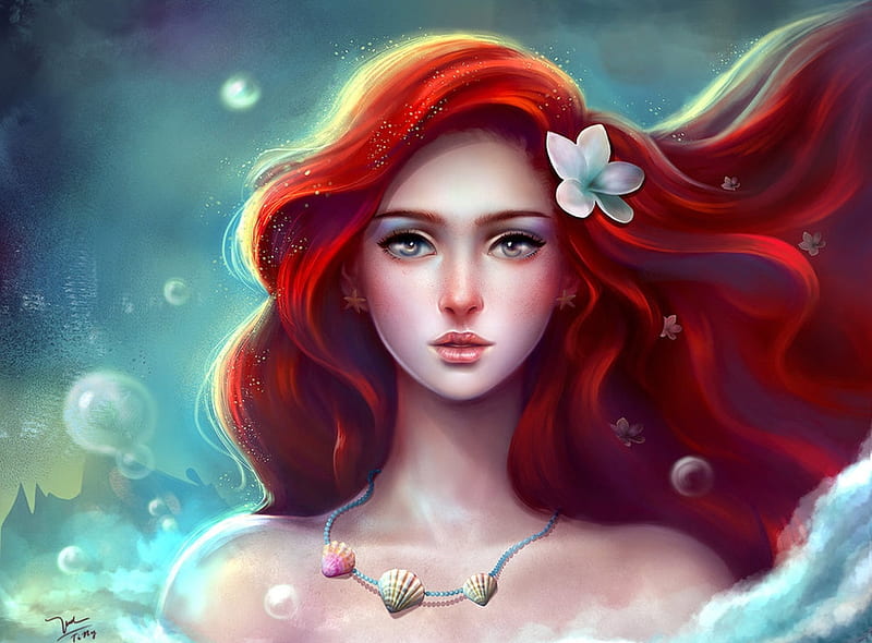 Ariel, tinytruc, frumusete, bubble, luminos, redhead, fantasy, little ...