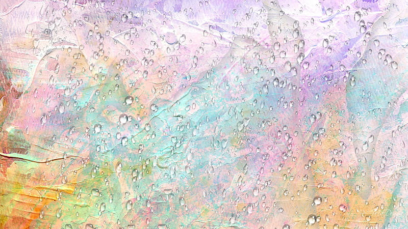 Rain on Pastels, rain drops, yellow, colors, lavender, abstract, pink, blue, HD wallpaper