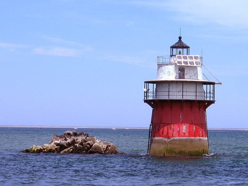 Lighthouse in Plymouth, plymouth, ocean, summer, lighthouse, massachusetts, HD wallpaper