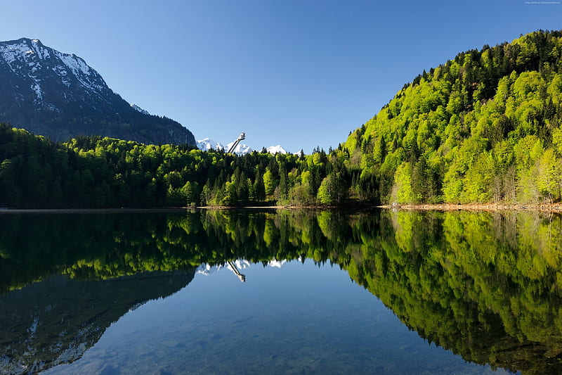Summer Dreams in Oberstdorf,Germany, forest, oberstdorf, germany, mountains, nature, reflection, trees, lake, HD wallpaper