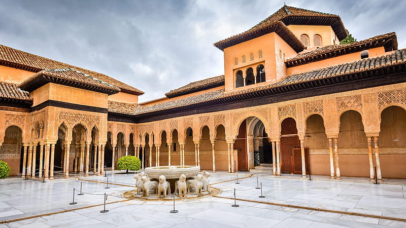 The Alhambra, architecture, palace, Spain, building, Alhambra, fortress, Granada, complex, Arabic, HD wallpaper