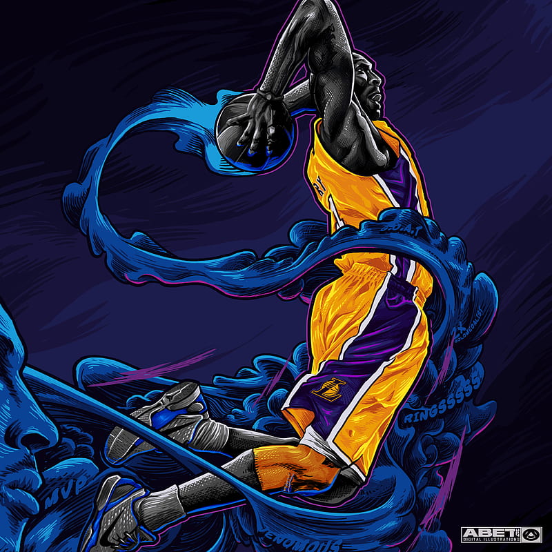 Download Kobe Bryant Shows His Legendary Moves in Cartoon Form Wallpaper   Wallpaperscom