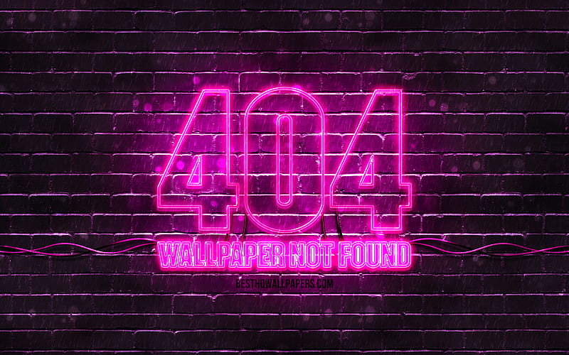 404 not found purple sign purple brickwall, 404 not found, purple blank display, 404 not found neon symbol, HD wallpaper