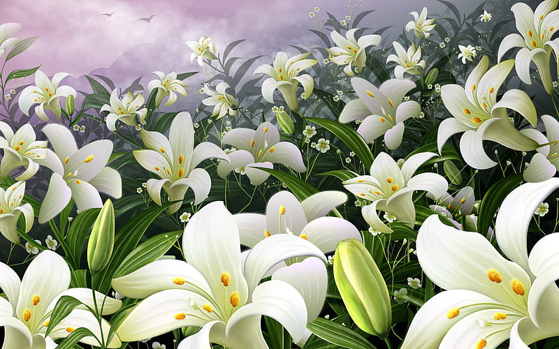 White Lilies, lilies, EASTER, white, FLOWERS, HD wallpaper