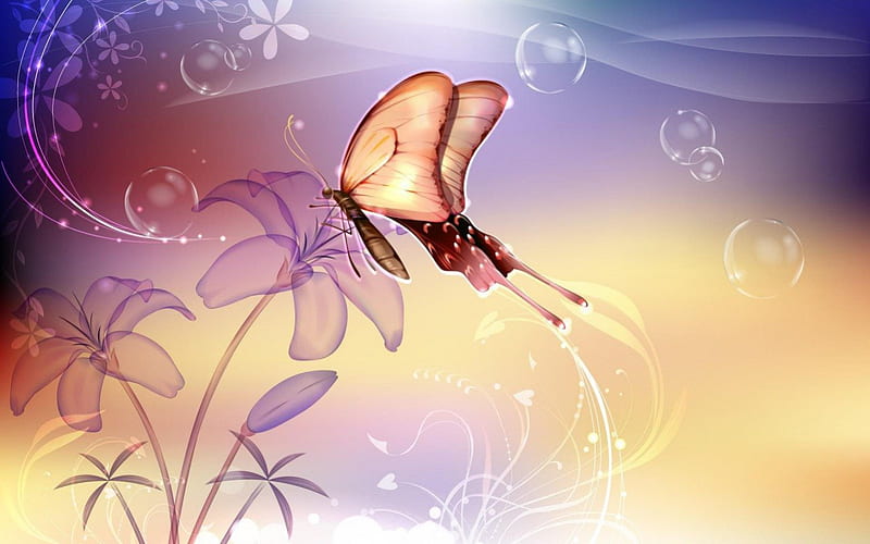 BUTTERFLY DREAMS, 3d, fairyland, cg, dreams, flowers, butterflies, HD  wallpaper | Peakpx