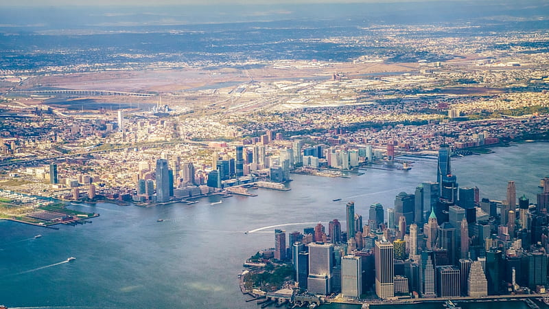 Lower Manhattan and New Jersey, New Jersey, USA, New York, Manhattan, HD wallpaper