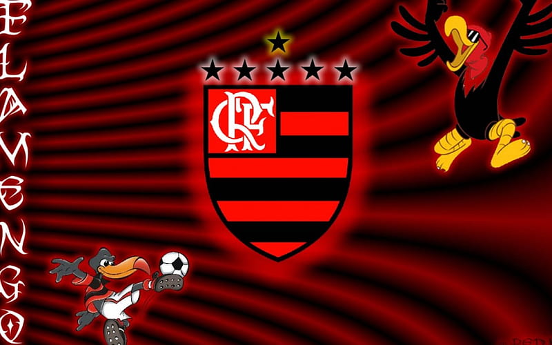 Flamengo Com Mascote, flamengo, soccer, mascote, shield, team, futebol, HD wallpaper