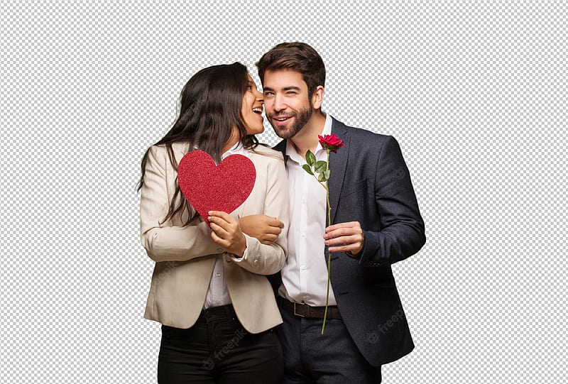Premium PSD. Young couple in valentines day whispering gossip undertone, Small Couple, HD wallpaper