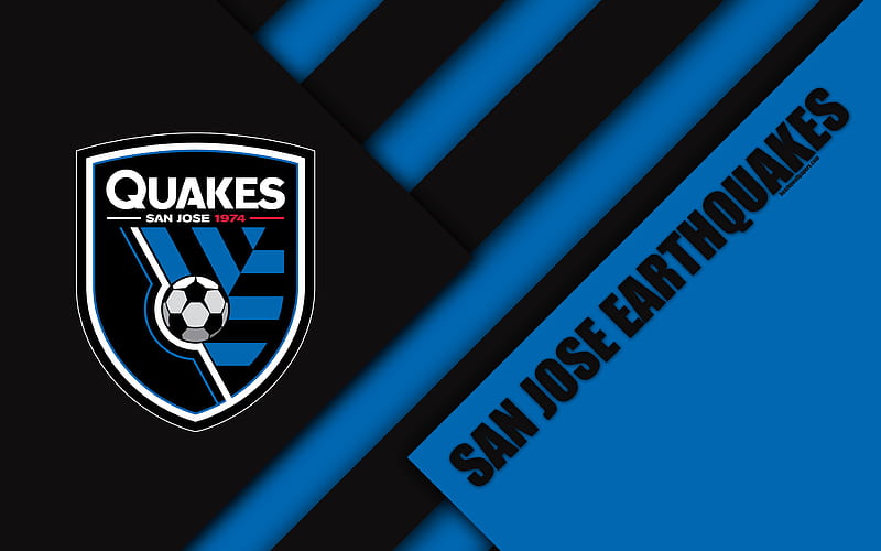 San Jose Earthquakes, material design logo, blue black abstraction, MLS, football, San Jose, California, USA, Major League Soccer, HD wallpaper
