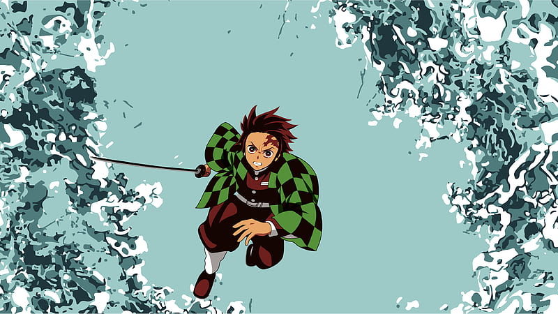 demon slayer tanjiro kamado running with sword anime-, HD wallpaper