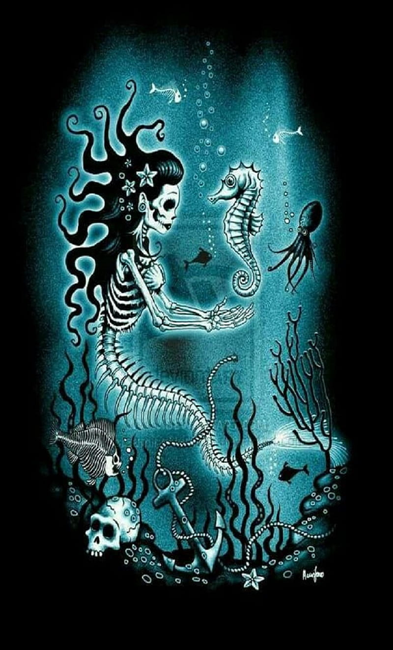 sugarskull mermaid, HD phone wallpaper