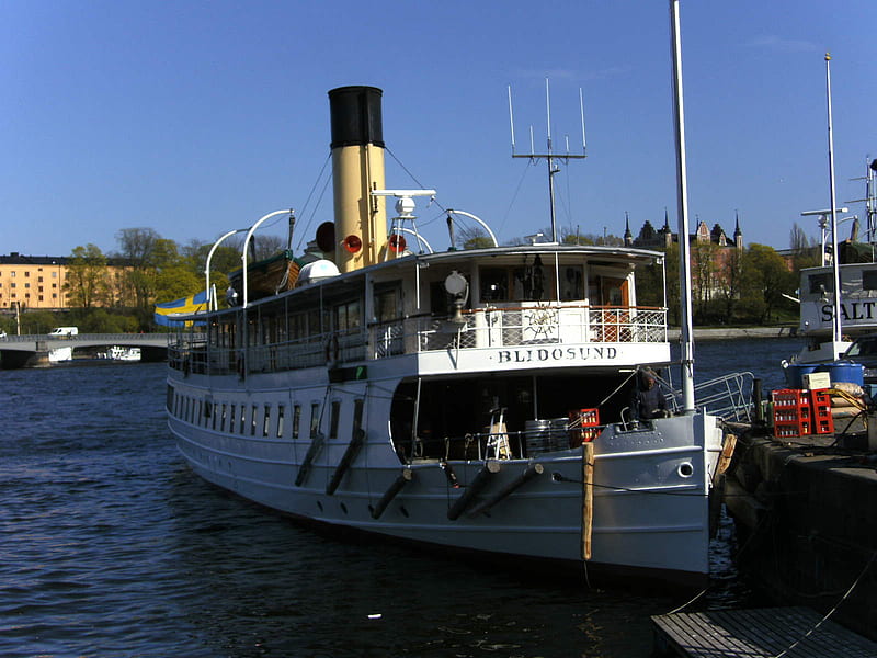 Old steamboat, stockholm, steam, white, sweden, HD wallpaper