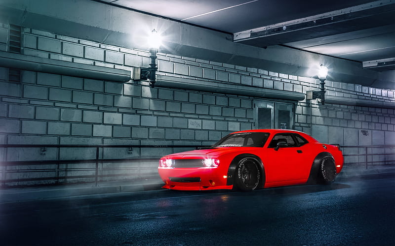 coupe, 2015, red, dodge challenger, srt, HD wallpaper