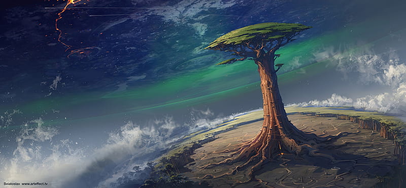 fantasy tree, tree of life, beyond the clouds, scenery, Fantasy, HD wallpaper