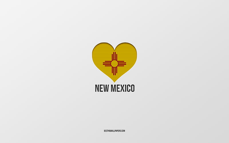 I Love New Mexico, American States, gray background, New Mexico State, USA, New Mexico flag heart, favorite cities, Love New Mexico, HD wallpaper
