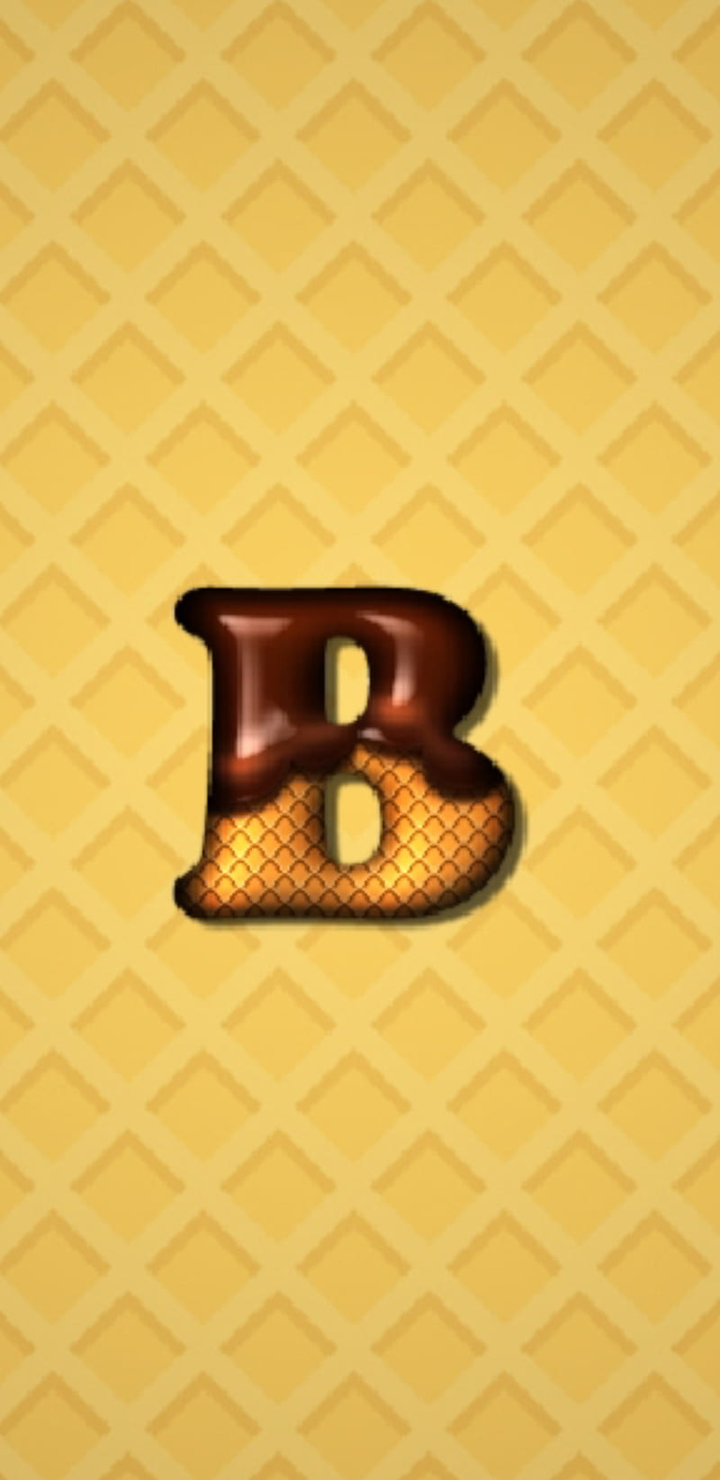 B letter, ice cream waffle, letter, letters, yellow, alphabets, HD phone wallpaper