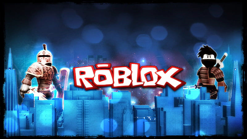 Roblox Characters On Buildings In Blue Background Games, HD wallpaper