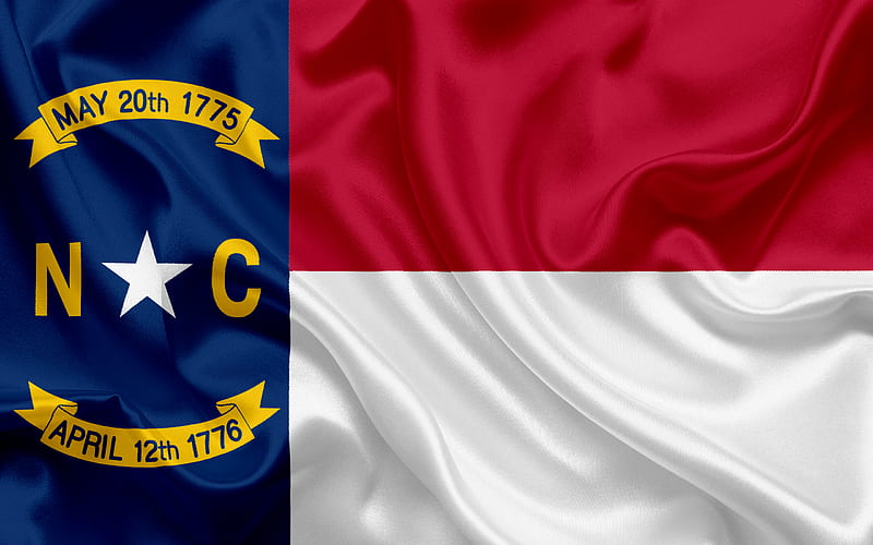 North Carolina State Flag, flags of States, flag State of North Carolina, USA, state North Carolina, silk flag, HD wallpaper