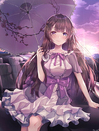 Download wallpaper 1600x900 blossom, anime girl, beautiful, 16:9 widescreen  1600x900 hd background, 24311