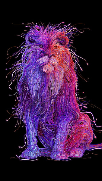 Lion, art, leo, purple, HD phone wallpaper | Peakpx