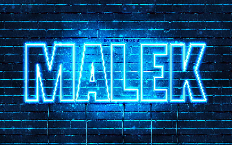 Malek, , with names, Malek name, blue neon lights, Happy Birtay Malek, popular arabic male names, with Malek name, HD wallpaper