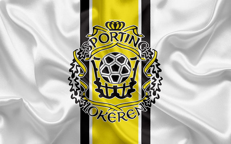 Lokeren FC Belgian Football Club, logo, emblem, Jupiler League, Belgium Football Championships, Lokeren, Belgium, football, silk flag, HD wallpaper