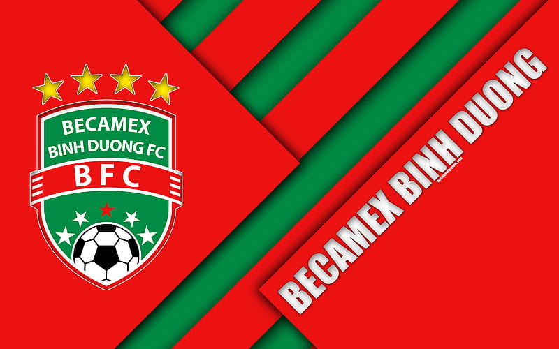 Becamex Binh Duong FC material design, logo, red green abstraction, Vietnamese football club, V-League 1, Thusaumouth, Vietnam, football, HD wallpaper