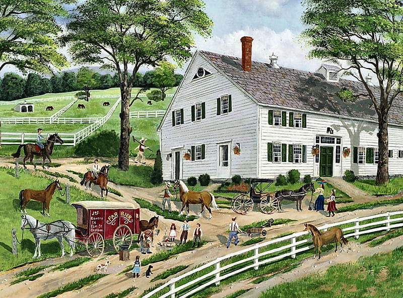 Trimming Hooves 1, art, equine, bonito, horse, artwork, animal, blacksmith, painting, wide screen, farrier, HD wallpaper