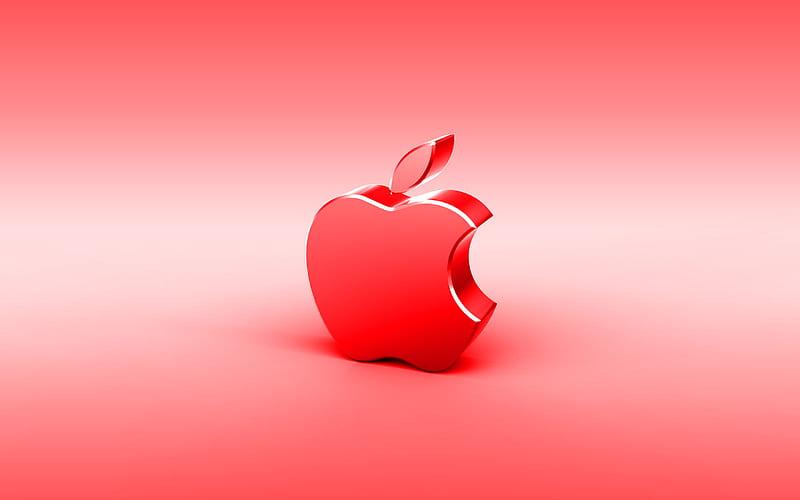 Apple Red 3d Logo Minimal Background Creative Metal Hd Wallpaper Peakpx - Red Apple Logo 4k Wallpaper