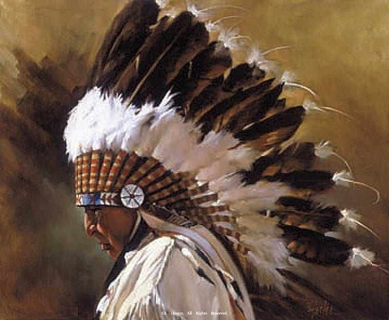 Native Chief, art, people, painting, native, American, HD wallpaper