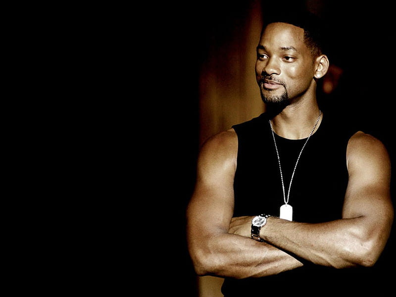 Will Smith, male, sexy smile, great body, cute guy, handsome, black tshirt, actor, HD wallpaper