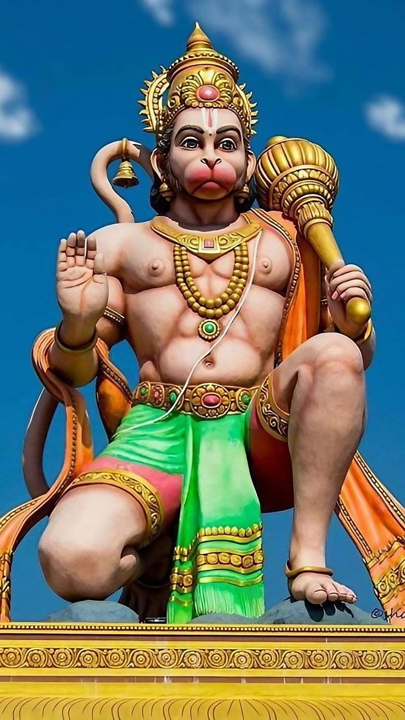 Sri Anjaneya, Lord Hanuman Statue, god, bajrangbali, HD phone ...