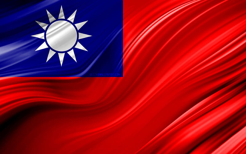 Taiwanese flag, Asian countries, 3D waves, Flag of Taiwan, national symbols, Taiwan 3D flag, art, Asia, Taiwan, HD wallpaper