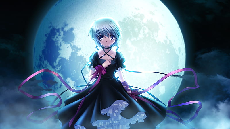 Moon Beauty, girl, cg art, game, beauty, rewirite, HD wallpaper Moon Beauty, girl, cg art, game, beauty, rewirite, HD wallpaper
