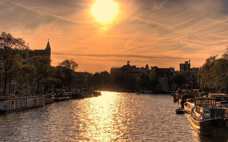 amsterdam canals-natural landscape, HD wallpaper