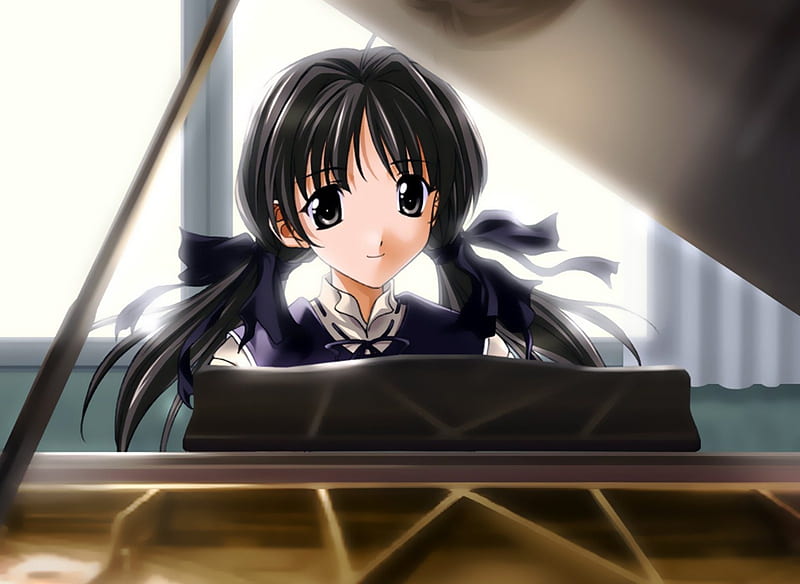 Girl Playing Piano, girl, piano, anime, music, HD wallpaper