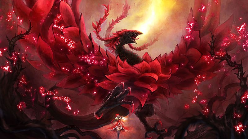 Anime, Dragon, Thorns, Yu Gi Oh 5D's, Akiza Izinski, HD wallpaper