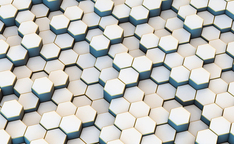 White Hexagons Background Ultra, Artistic, 3D, Pattern, Honeycomb, Hexagons, Floor, polygons, HD wallpaper