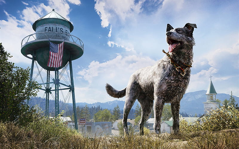 Far cry 5, Boomer, dog, scout, art, new games, poster, dog companion, HD wallpaper